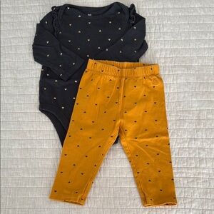 GAP Black and Gold Matching Set with Polka Dot Hearts
